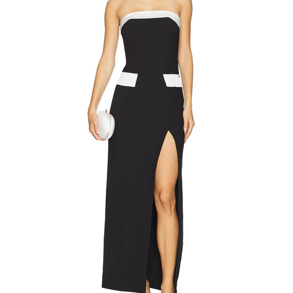 Preloved Revolve ALL THE WATS Black and White Strapless Dress, wedding guest